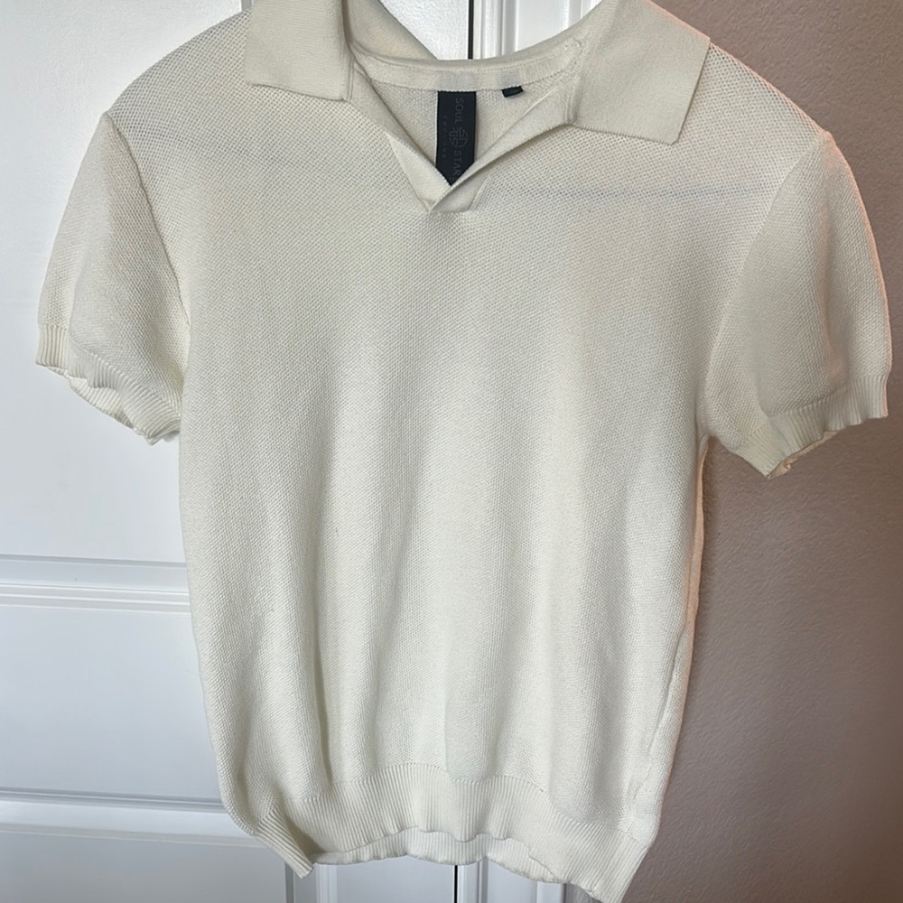 Ivory Knit Polo Shirt